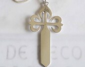 Necklace - Cross of St James the Greater 31x59mm - Sterling Silver with 18 inch Sterling Box Chain