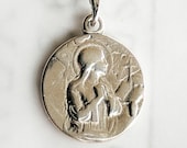 Necklace - Mary Magdalene / La Madeleine 18.5mm - Sterling Silver - 18 Inch Italian Sterling Silver Chain