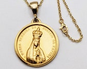 Our Lady of Fátima Necklace 29mm - 18K Gold Vermeil + 24 Inch Italian 18K Gold Vermeil Chain for Andria