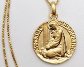 Ste Marie Madeleine Necklace 17mm - 18K Gold Vermeil + 18 Inch Italian 18K Gold Vermeil Chain