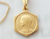 Necklace - Our Lady of Lourdes 15.5x21 - 18K Gold Vermeil + 18 Inch Italian 18K Gold Vermeil Chain
