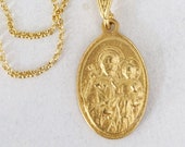Necklace - St Joseph & Baby Jesus / Notre Dame de Graces 13x19mm - 18K Gold Vermeil + 18 Inch Italian 18K Gold Vermeil Chain
