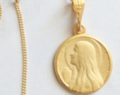 Necklace - Mary of Magdala w/ Alabaster Jar 15mm - 18K Gold Vermeil + 18 Inch Italian 18K Gold Vermeil Chain