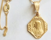 Necklace - Tiny Mary of Magdala w/ Alabaster Jar 13x17mm - 18K Gold Vermeil + 18 inch Italian 18K Gold Vermeil Chain