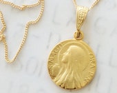 Necklace - Mary of Magdala & Alabaster Jar 15mm - 18K Gold Vermeil + 18 Inch Italian 18K Gold Vermeil Chain