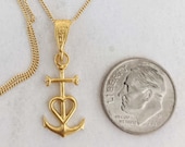 Camargue Cross Pendant Necklace, 18K Gold Vermeil, Anchor Cross Necklace, Saintes Maries, Spiritual, Faith Cross Necklace - 10x20mm