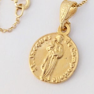 Necklace - Saint James of Compostela 18K Gold Vermeil 16mm + 18 Inch Italian 18K Gold Vermeil Chain