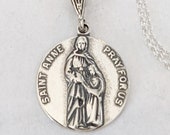 Necklace - Saintes Anne and Mary 18mm - Sterling Silver + 18 Inch Italian Sterling Silver Chain