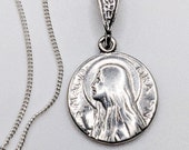 Necklace - Mary of Magdala & Alabaster Jar 15mm - Sterling Silver + 18 Inch Italian Sterling Silver Chain