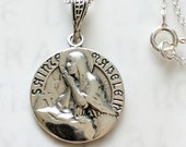 Necklace - Sainte Madeleine 18mm - Sterling Silver + 18 Inch Italian Sterling Silver Chain