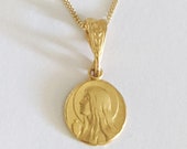 Necklace - Tiny Mary of Magdala Medal w/ Alabaster Jar 10mm - 18K Gold Vermeil + 18 inch Italian 18K Gold Vermeil Chain