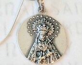 Necklace - Our Lady of Sorrows SPAIN - Sterling Silver 20.5mm + 18 inch Italian Sterling Silver Chain