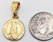 Saint Sarah la Kali Medal - Saintes Maries de la Mer - Patron of the Romani people and Gypsies - 18K Gold Vermeil 14mm