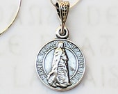 Necklace - Tiny Sainte Sarah & Saintes Maries 14mm - Sterling Silver + 18 inch Sterling Silver Chain