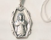 Necklace - Tiny Infant Jesus of Prague 13x21mm - Sterling Silver + 18 Inch Italian Sterling Silver Chain