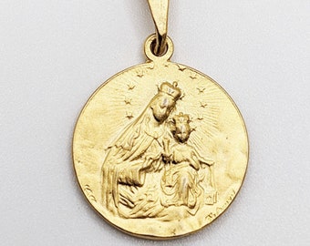 Medal - Our Lady of Mount Carmel / Sacred Heart of Jesus 20mm - 18K Gold Vermeil