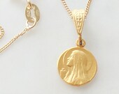 Necklace - Tiny Marie Madeleine w/ Alabaster Jar 10.5mm - 18K Gold Vermeil + 18 Inch Italian 18K Gold Vermeil Chain
