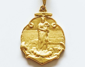 Medal - Notre Dame de la Garde / Marseille 19x25mm - Sterling Silver 18K Gold Vermeil