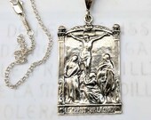 Necklace - Le Christ Sur La Croix 28x43mm - Sterling Silver + 18 Inch Italian Sterling Silver Chain