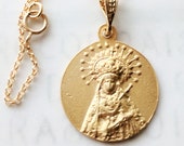 Necklace - Our Lady of Sorrows SPAIN 20.5MM - 18K Gold Vermeil + 18 inch Italian 22K Gold Vermeil Chain