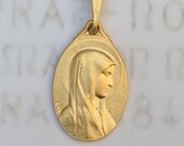 Necklace - Blessed Mother / Our Lady of Lourdes 14x21mm - 18K Gold Vermeil + 18 inch Gold Vermeil Chain