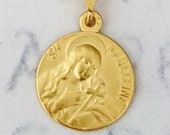 Necklace - Ste Madeleine 18mm - 18K Gold Vermeil w/ SAINTE BAUME on Reverse + 18 Inch Italian 18K Gold Vermeil Chain