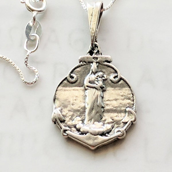 Collier - Notre Dame de la Garde Argent Massif 19X25mm + Chaîne Argent Massif Italien 18"