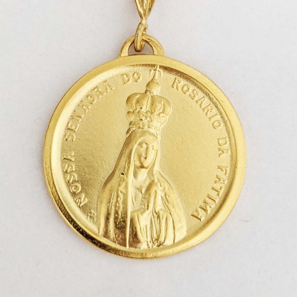 Our Lady of Fátima Medal 29mm - 18K Gold Vermeil