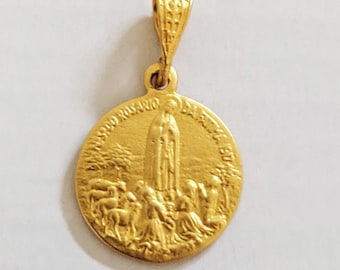 Our Lady of Fátima Medal 16mm - 18K Gold Vermeil