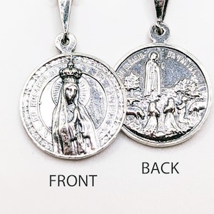 Medal only - Our Lady of Fátima Three Children Necklace 21.5mm - Sterling Silver - chain not included