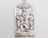 Mary Magdalene at Foot of Cross, Union Eucaristica Reparadora 21x43mm, Sterling Silver, Crucifixion