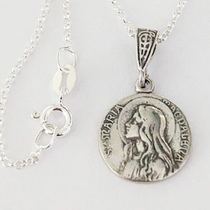 Necklace - Sta Maria Magdalena 15mm - Sterling Silver + 18 inch Italian Sterling Silver Chain