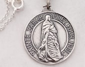 Necklace - Sainte Sarah & Saintes Maries Sterling Silver 23mm + 18 inch Italian Sterling Silver Chain