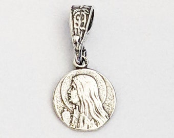 Medal - Tiny Mary of Magdala Medal w/ Alabaster Jar 10mm - Sterling Silver