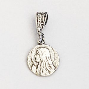 Medal - Tiny Mary of Magdala Medal w/ Alabaster Jar 10mm - Sterling Silver