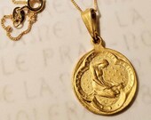 Necklace - Saint Mary Magdalene 18K Gold Medal - 20mm + 18 inch 18K Gold Vermeil Italian Chain