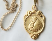 Necklace - St Anthony of Padua 19x30mm - 18K Gold Vermeil + 18 Inch Italian 18K Gold Vermeil Chain
