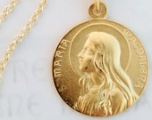 Necklace - Sta Maria Magdalena 24mm - 18K Gold Vermeil + 18 Inch Italian 18K Gold Vermeil Chain
