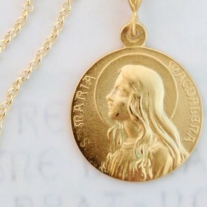 Necklace Sta Maria Magdalena 24mm 18K Gold Vermeil 18 Inch Italian 18K Gold Vermeil Chain image 1