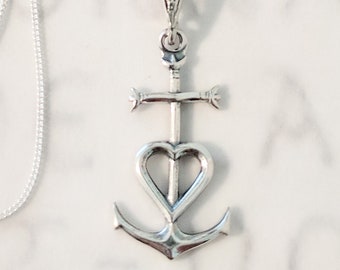Camargue Cross Pendant Necklace, Sterling Silver, Anchor Cross Necklace, Saintes Maries, Spiritual, Faith Cross Necklace - 14x26mm