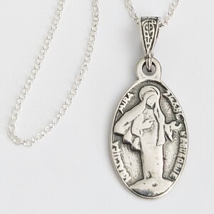 Our Lady of Medjugorje, Queen of Peace 14.5x25mm Sterling Silver Medal + 18 Inch Sterling Silver Italian Chain
