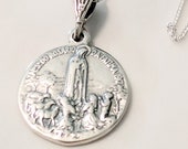 Necklace - Our Lady of Fatima 17mm - Sterling Silver + 18 Inch Italian Sterling Silver Chain