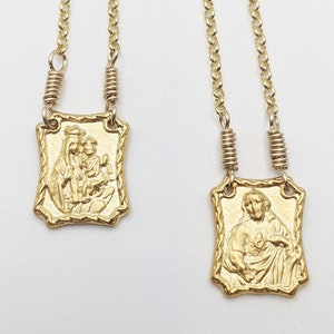 Scapular Necklace 14x18mm - 18K Gold Vermeil - 25 Inch Italian 18K Gold Vermeil 2mm Rolo Chain