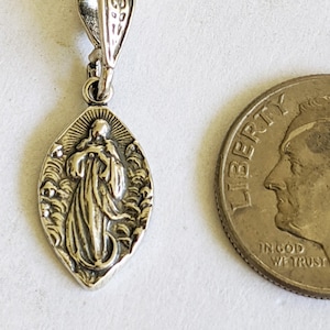 Tiny Mary Magdalene Carried by Angels 10x17mm, Sterling Silver, Guardian Angels, Catholic Saint Medal