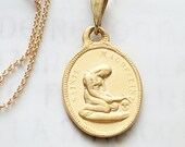 Necklace - Sainte Magdeleine 20x28.5mm - 18K Gold Vermeil + 18 Inch Italian 22K Gold Vermeil Chain