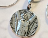 Necklace - St Andrew the Apostle 18mm - Sterling Silver + 18 Inch Italian Sterling Silver Snake Chain