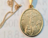 Necklace - Saint Mary Magdalene at Foot of Cross 19x22mm - 18K Gold Vermeil + 18 inch 18K Gold Vermeil Chain