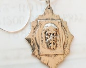 Necklace - Holy Face Medallion Sterling Silver 36x46mm + 18 Inch Italian Sterling Silver Chain