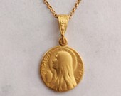 Necklace - Mary of Magdala & Alabaster Jar 15mm - 18K Gold Vermeil + 18 Inch Italian 18K Gold Vermeil Chain