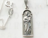 Necklace - TINY Notre-Dame-de-la-Garde Sterling Silver 9.5x26mm + 18 Inch Italian Sterling Silver Chain
